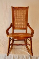 Vintage Wood Cane Rocking Chair Very Good Condition 20" W x 34.5" H x 30" D