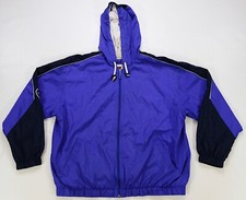 Rare VTG NIKE Spell Out Circle Full Zip Hooded Windbreaker Jacket 90s Women  s XL