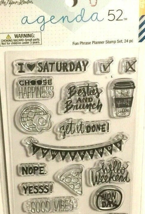 Stamping The Paper Studio AGENDA 52 divertido juego de sellos planificador de frases 24 piezas FIN DE SEMANA Foto 3 de 4