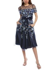 Eliza J Embroidered Tulle Cocktail Dress Women's
