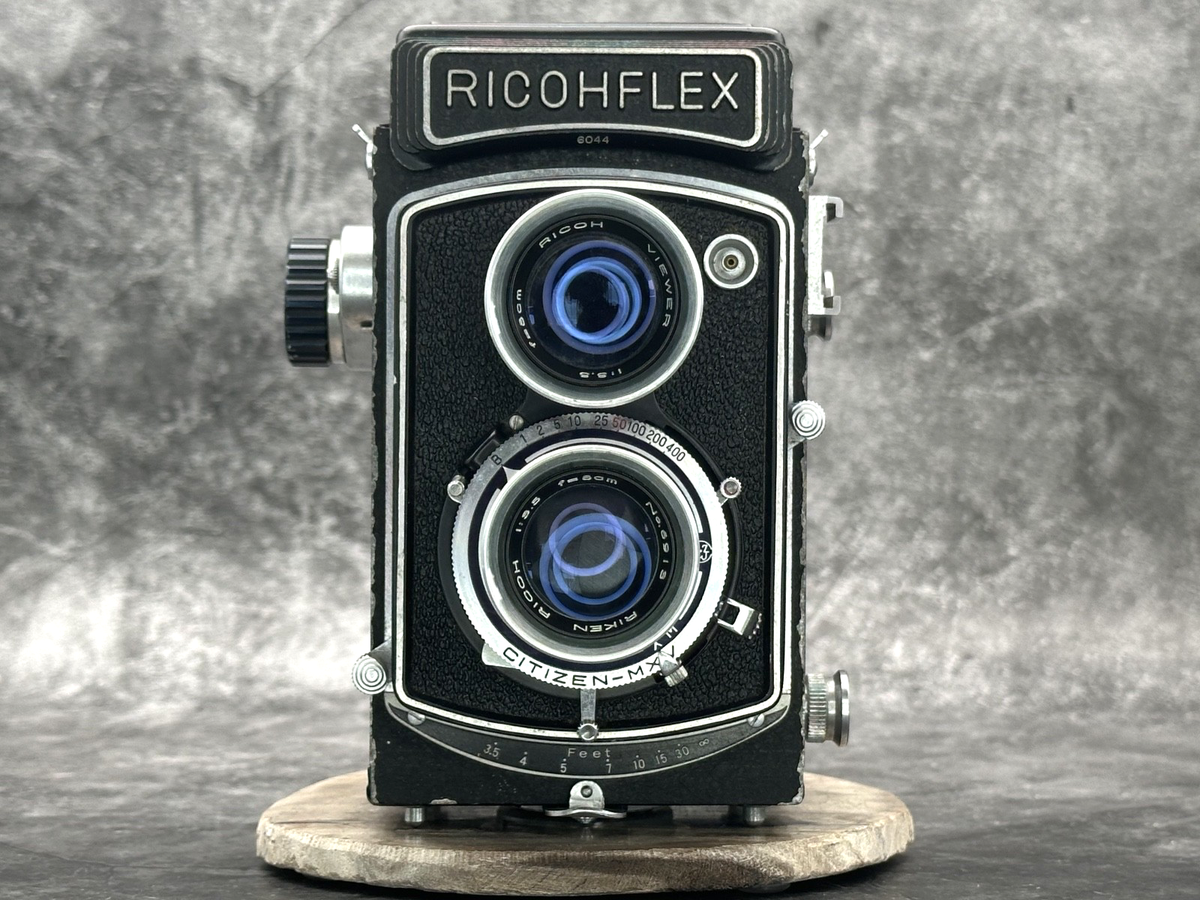 MINT] RICOH Ricohflex Dia TLR Film Camera 80mm f3.5 w/Case, Hood