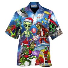 Alien Santas Christmas In The Galaxy Hawaiian Shirt Unisex Adult Hw4762