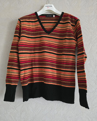 IN LINEA Damen Strick Pullover Gr.XXL mehrfarbig gestreift V-Ausschnitt