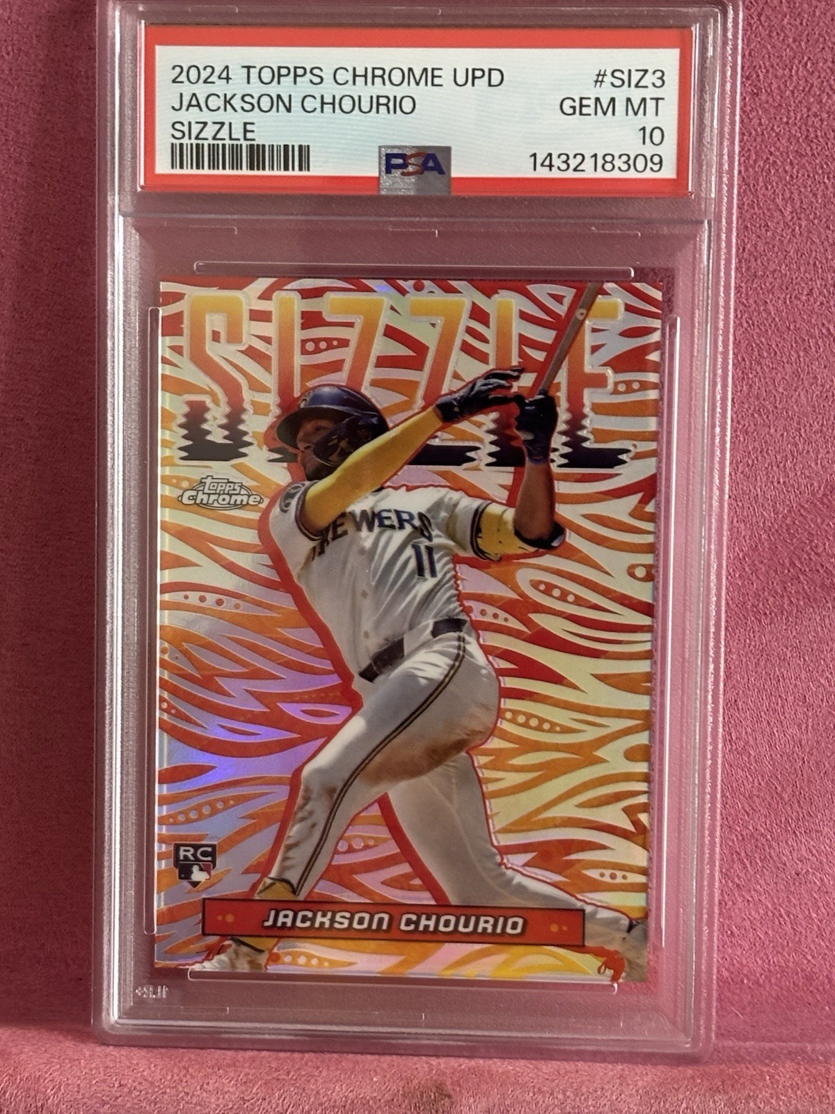 Jackson Chourio 2024 Topps Chrome Update PSA 10 Sizzle RC SP #SIZ-3 Brewers