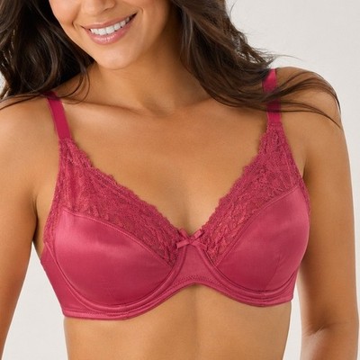 NWT Lilyette by Bali Minimizer Underwire Bra 40DD Majority Pin Pink Lace LY0428