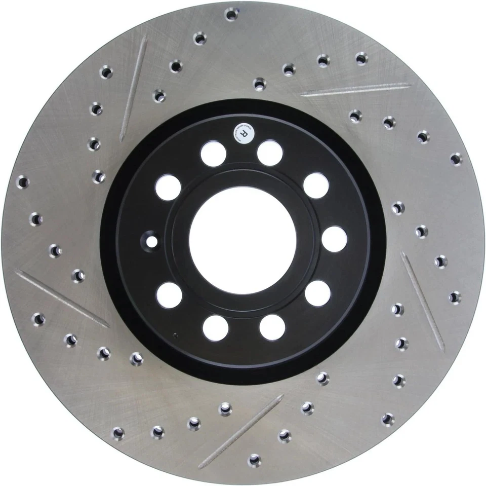 Disco de freno delantero derecho perforado ranurado se adapta a Audi A1 VW Tiguan Bora Seat Aleta Foto 4 de 4