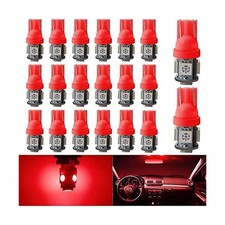 YM E-Bright 20-Pack 194 Led Bulb Red, 5050 5-SMD T10 194 168 W5W 2825 LED Bul...