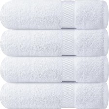 100 Ring-Spun Cotton Bath Towels for Bathroom - Pack 4