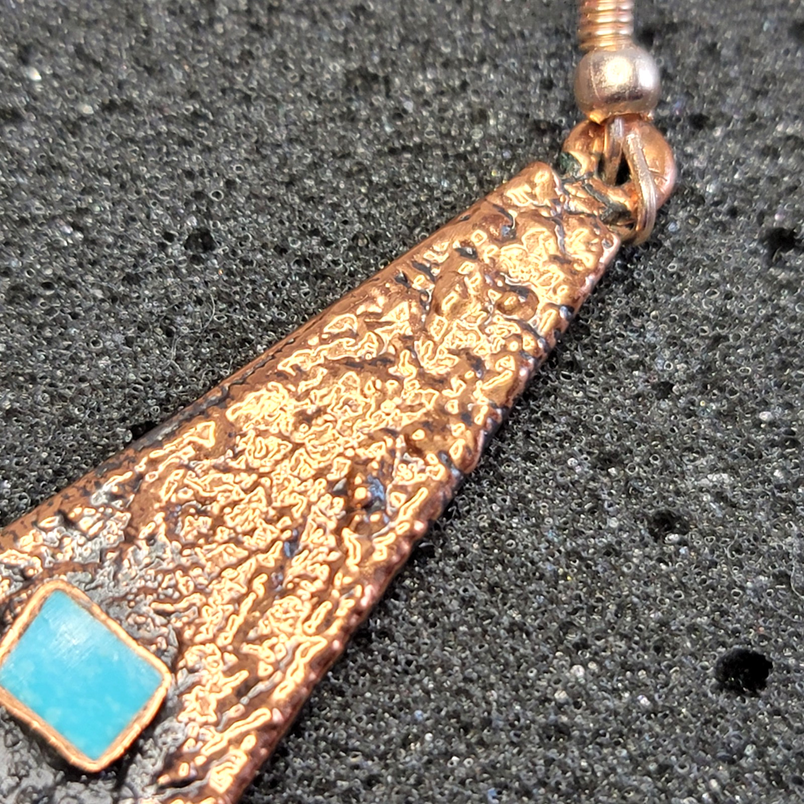 Vintage Solid Copper & Stabilized Turquoise Earri… - image 12