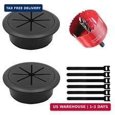 2 Pack Desk Grommet 2 Inch 50 mm , Desk Hole Cover for Cables, Black Desk Cord