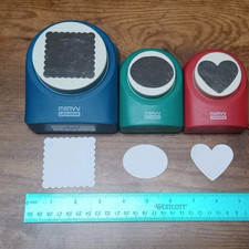 Set Of 3 Marvy Uchida Paper Punches: Scalloped Square, Heart, Circle