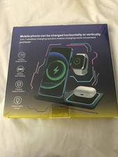 3-in-1 Fast Wireless Charging Stand Dock for Phone/Watch/Earbuds Black