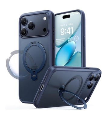 Torras 360 Grad Ständer für iPhone 17 Pro Max Hülle MagSafe Kompatibel Blau