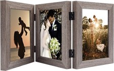 Golden State Art, 5x7 Three Picture Frame Trifold Hinged Photo Frame with 3