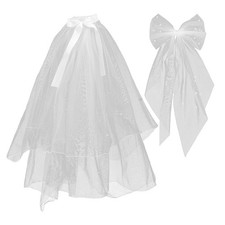 White Short Wedding Veil Reusable Bridal Hair Clip Elegant Lightweight Mesh Veil