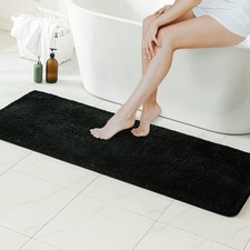 16x48 Inch Black Bathroom Runner Rug Soft Absorbent Microfiber Floor Bath Mat