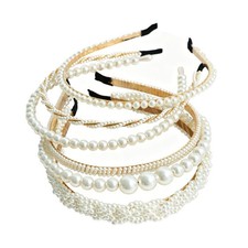 6 PCS Pearl Headband Women Girls White Hair Accessories Bridal Wedding