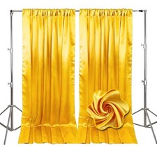 10ft x 10ft Backdrop Curtains for Parties, Fabric Satin Background Yellow