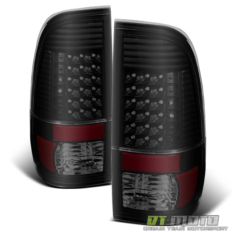 Black Smoked 1999-2004 Ford F250/F350/F450 Superduty Headlights +LED Tail Lamps - Изображение 3 из 4