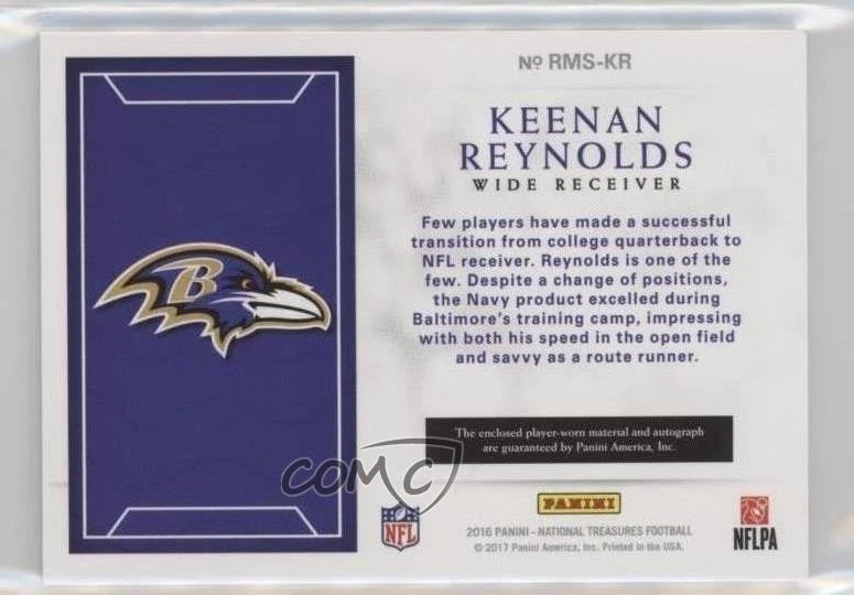 2016 Panini National Treasures Green Numbers /81 Keenan Reynolds #RMS-KR Auto RC - Image 2 of 2