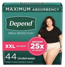 Depend Fresh Protection Adult Incontinence  Postpartum Bladder Leak- 44 COUNT 