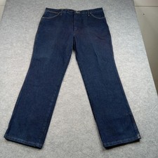 Wrangler Jeans Mens 33x30 Blue Dark Wash Denim Straight Cotton Classic Vintage