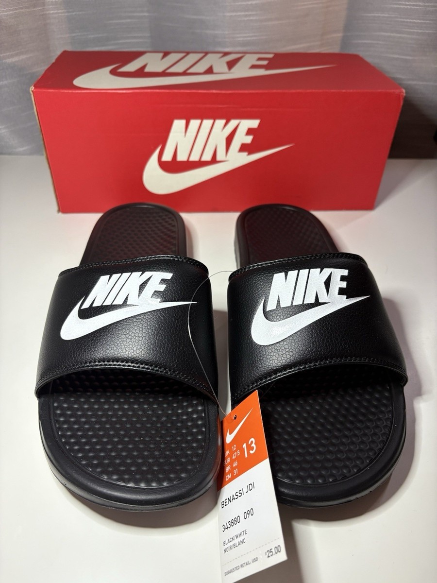 Nike Men's Benassi Just Do It Athletic Slides Sandal Black/White