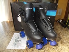 Chicago Patines Para Hombre Clásicos Cuádruples Pistas Patines CRS405 Negro/Azul Talla 7