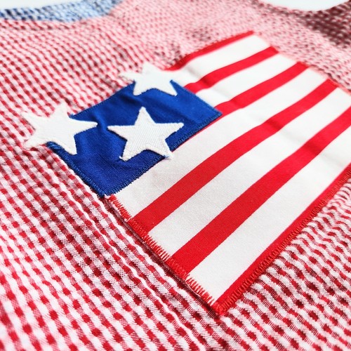 Funtasia! Too Dallas Vintage 90s Lawn Mower & American Flag Reversible Shortalls - Picture 5 of 8
