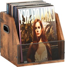 Vinyl Record Storage Record Box Case Crate, Album Holder Desktop Metal Wooden