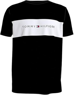 Tommy Hilfiger Mens Block Logo Short Sleeve Cotton T-Shirt Black Medium