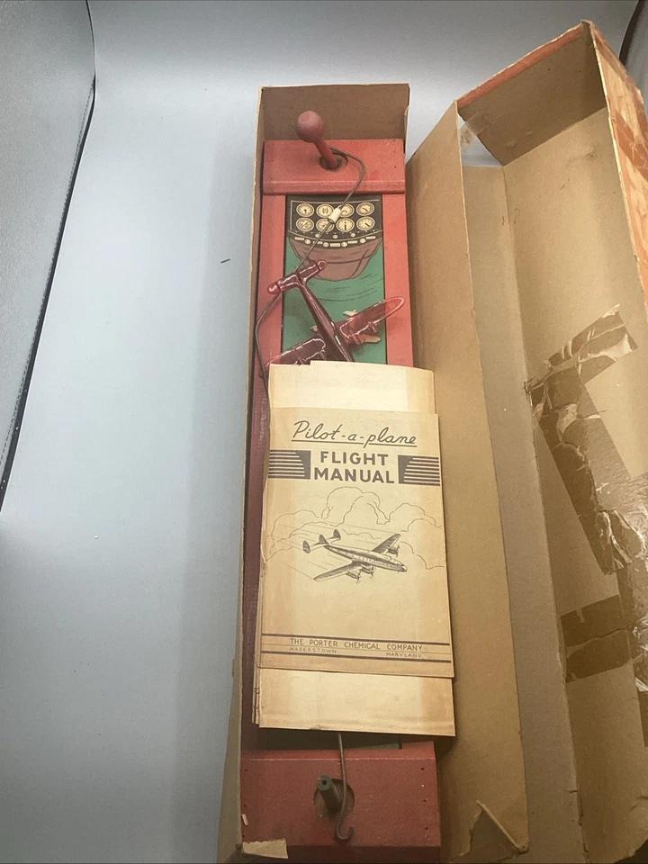 PILOT-A-PLANE vintage de 1940 de Ripley Toy Co.-con instrucciones-caja original Foto 3 de 4