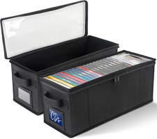 CD Storage Box with Clear Window - 2 Pack Media Organizer, Innovative Folding De
