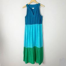 J.Jill Colorblock Tiered Maxi Dress Sleeveless Spring Colorful Size Medium Women