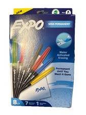 EXPO Semi-Permanent Wet Erase Markers  Microfiber Cloth 7ct. Water Activated