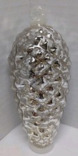 VTG Mercury Glass Pinecone Christmas Ornament Silver Holiday Decor 5.5"