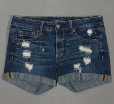 WI15475 AWESOME AEROPOSTALE MIDI FIT CUFFED DENIM WOMENS BLUE JEAN SHORTS sz6