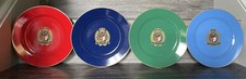 RARE 4 SET RALPH LAUREN ESTATE CREST EMBLEM 9" PORCELAIN PLATES DISHES GOLD RIMS