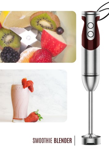 Frullatore a immersione 3 in 1, potente MOTORE e miscelatore a bastone in acciaio inox... - Foto 7 di 8
