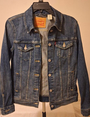 Levi's Women's Blue Trucker Jacket XS Button Front Point Collar Pockets PC9