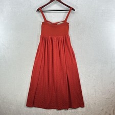 ASOS Dress Womens 0 Red Orange Eyelet Knit Bodice Maxi Sundress Boho Cottage