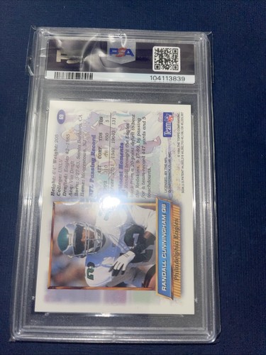 1994 RANDELL CUNNINGHAM Topps Finest REFRACTOR #69 SP PSA 9 MINT SET BREAK - Picture 2 of 2