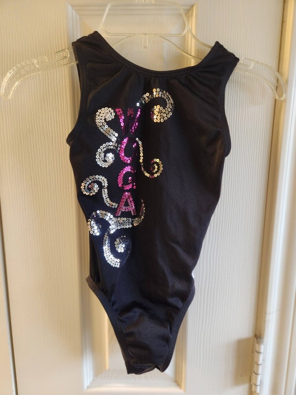 GK Elite Black WOGA Gymnastics Leotard CS Child Small