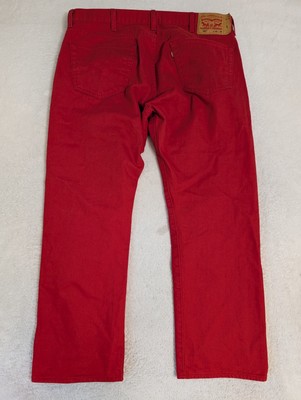 Levis 501 Jeans W40 L30 Red Cotton Denim Button Fly Straight Leg