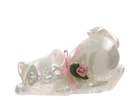 Vintage Fenton Glass Pearly Sentiments Mother of Pearl Crouching Cat Figurine 4"