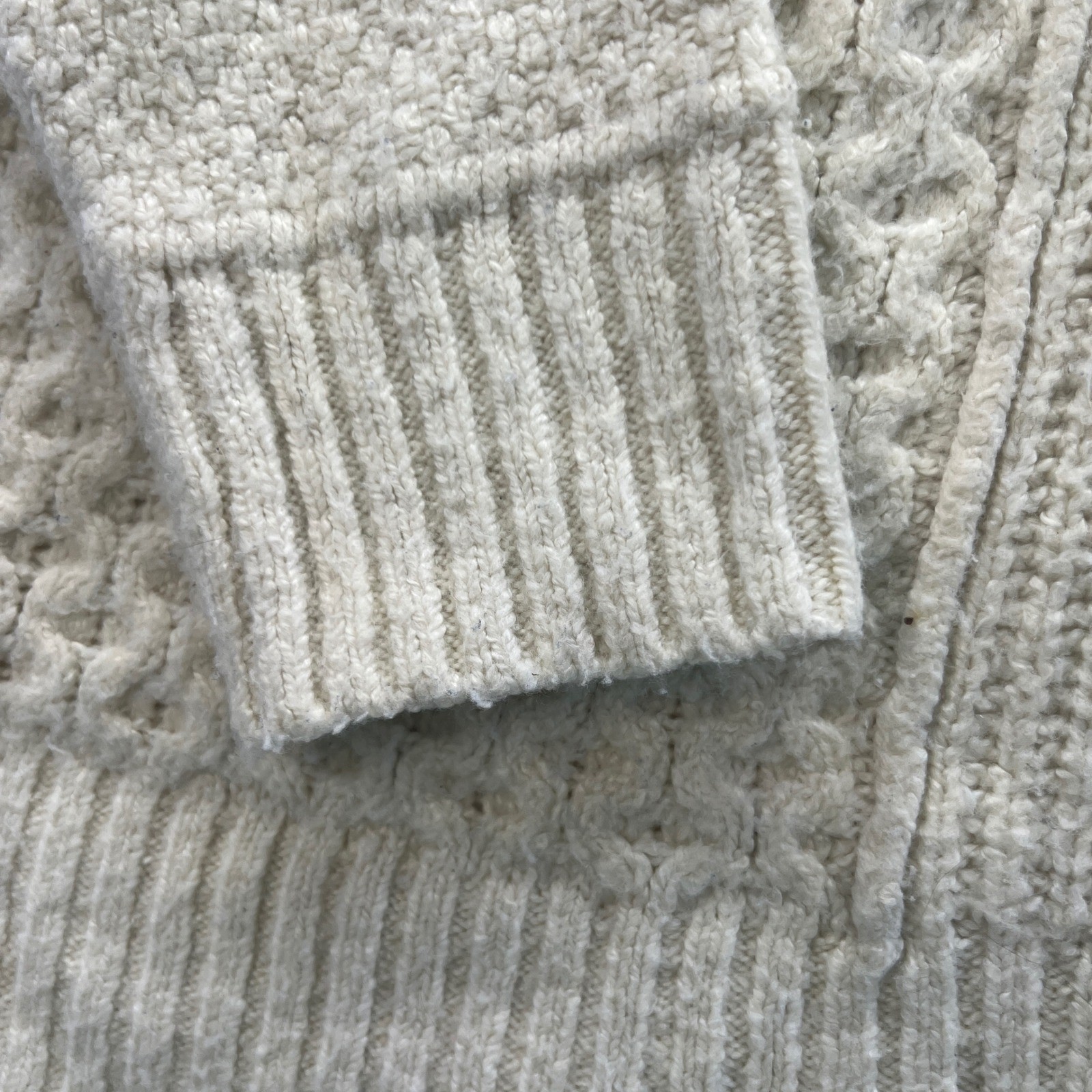 American Eagle Cream Patchwork Cable Knit Mock Ne… - image 4