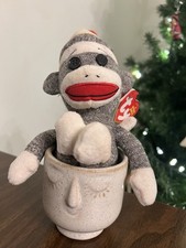 Original Ty Beanie Babies Socks The Sock Monkey February 8,2010 Birthday Retired