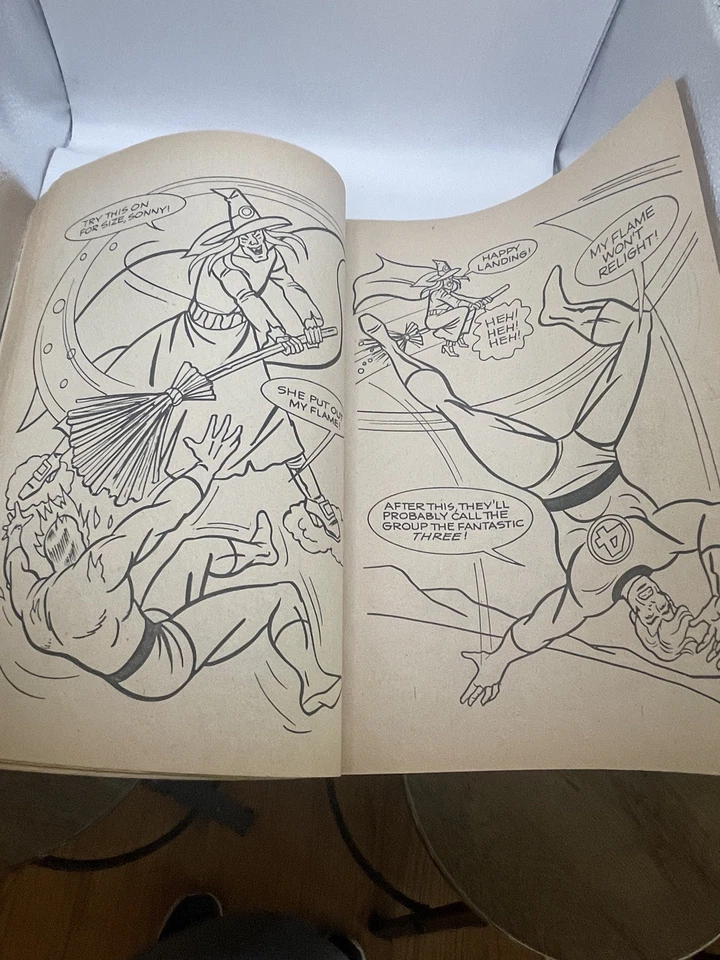 Vtg 1977 Fantastic Four Meet the Witch Coloring/Activity Book Whitman - Image 2 of 4