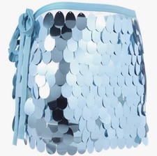 Blue Sequin Belly Dance Hip Scarf with Geometric Print for Women