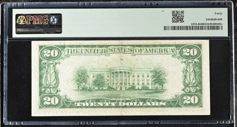 1929 $20 Dollar FRBN Federal Reserve Bank Note New York FR#1870-B PMG 40 - Image 2 of 2